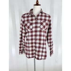 EDDIE BAUER Women’s Plaid Flannel Button Up Top Sz M